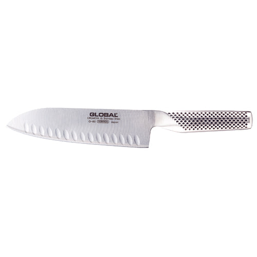 Global Knife 71G80 Global Santoku Knife, fluted, 7 in  blade, 12-1/8 in  O.A.L., (G48), stainless s