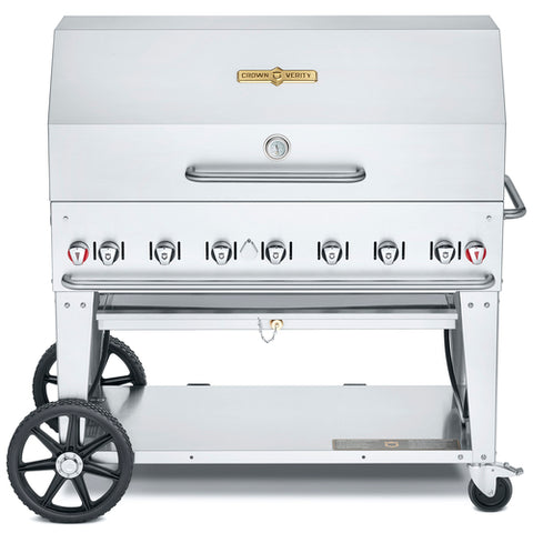 Crown Verity CV-MCB-48RDP-LP Mobile Outdoor Charbroiler, LP gas, 46 in  x 21 in  grill area, 7 burners, 304 s