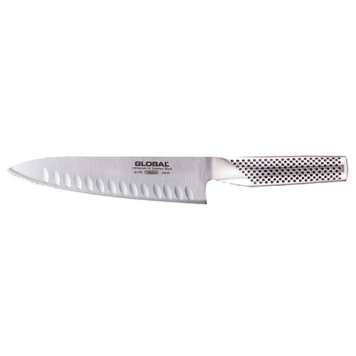 Global Knife 71G78 Global Cooks Knife, fluted, 7 in  blade, 12 in  O.A.L., (G62), stainless steel