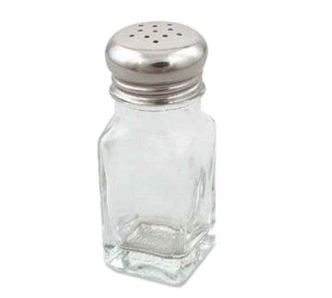Browne 575183 Salt & Pepper Shaker, 2 oz., 1-1/2 in  x 4 in H, universal holes, square, clear