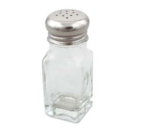 Browne 575183 Salt & Pepper Shaker, 2 oz., 1-1/2 in  x 4 in H, universal holes, square, clear