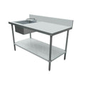 Omcan 43239 (43239) Work Table With Prep Sink, 72 in W x 30 in D, 18 gauge 430 stainless ste