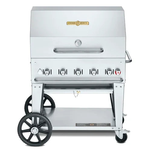 CROWN VERITY CV-MCB-36RDP Mobile Outdoor Charbroiler with 5 Burners and LP Gas