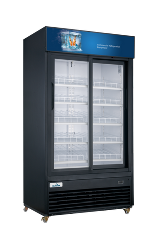 Glacier GM-32SD Glacier Refrigerator Merchandiser, two-section, 39-3/8 in W x 31-7/8 in D x 80-1