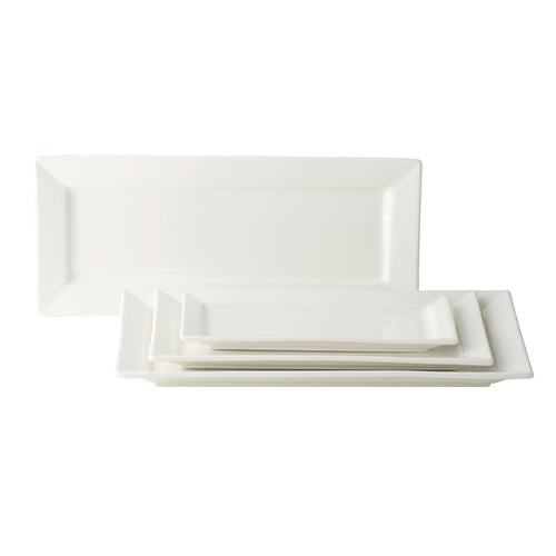Tableware Solutions ABZ03032 Plate, 15 in  x 8-1/4 in , rectangular, wide rim, rolled edge, Anton Black, whit
