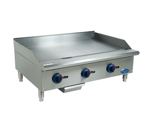Globe C36GG Chefmate 36 in  Gas Griddle, with manual controls, 3/4 in  polished griddle plat
