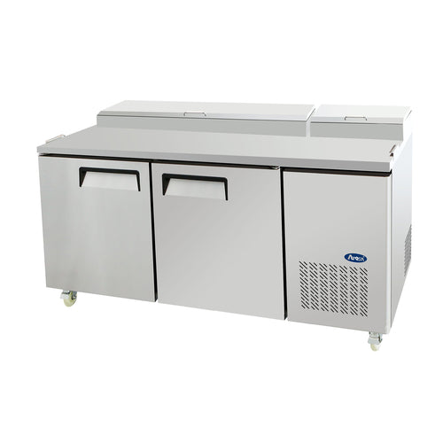 Atosa MPF8202GR Atosa Refrigerated Pizza Prep Table, two-section, 67 in W x 33-1/10 in D x 44 in