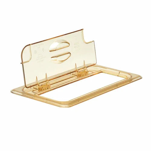Cambro 30HPLN150 | High Heat H-Pan FlipLidr Cover | 1/3 Size Notched Hinged Amber