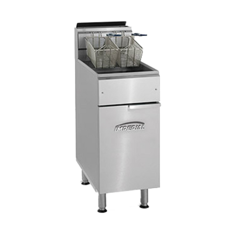 Imperial IFS-40 Fryer, gas, floor model, 40lb. capacity, tube fired cast iron burners, snap acti