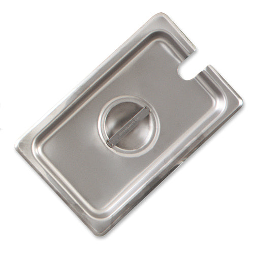 Browne 575599 Steam Table Pan Cover, 1/9 size, 6-3/10 in L x 4-2/5 in W, notched, flat, handle