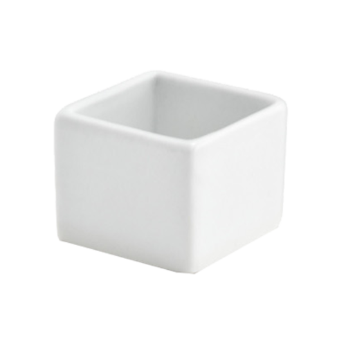 Front Of The House DSD034WHP24 Canvasr Ramekin, 1 oz., 1-1/2 in  x 1-1/2 in  x 1-1/4 in , square, curved edges,