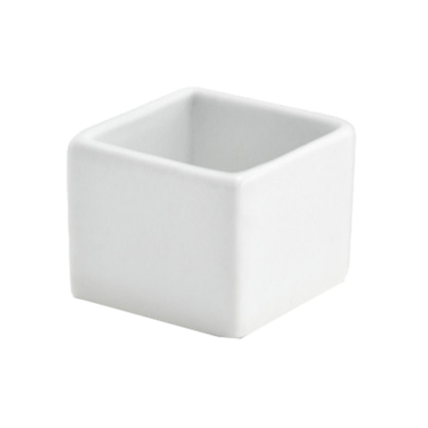 Front Of The House DSD034WHP24 Canvasr Ramekin, 1 oz., 1-1/2 in  x 1-1/2 in  x 1-1/4 in , square, curved edges,