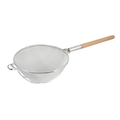 Browne 9250 Strainer, 14 in  bowl, 15 in L handle, rigid double medium mesh, heavy flat-bott