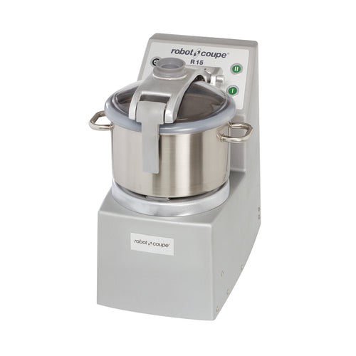 Robot Coupe R15 Cutter/Mixer, vertical, bench-style, 15 liter stainless steel bowl with handles,