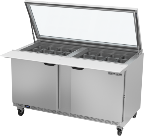 Beverage Air SPE60HC-24M-STL Mega Top Refrigerated Counter, with see-thru lids, two-section, 60 in W, 16.02 c