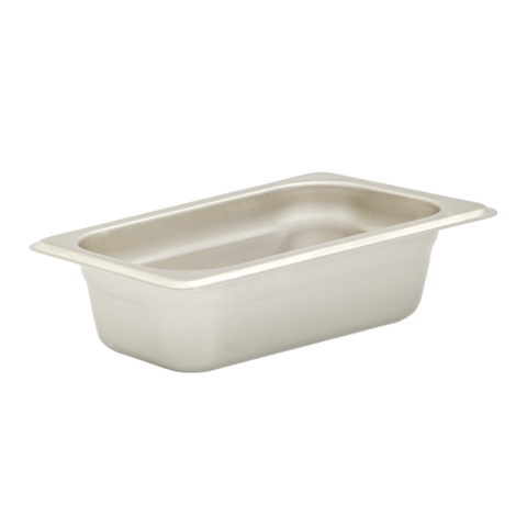 Browne 22192 Steam Table Pan, 1/9 size, 0.8 qt., 6-7/8 in L x 4-1/4 in W x 2-1/2 in  deep, so