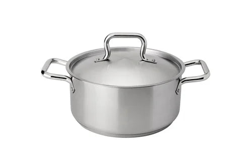 Browne 5733905 Elements Stock Pot, 5 qt., with cover, riveted loop handles, operates with gas/e