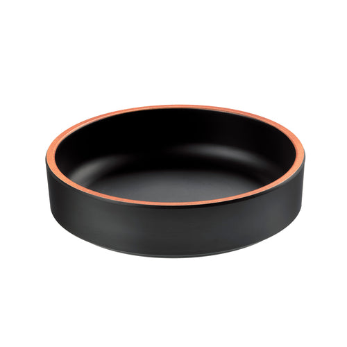 Tableware Solutions T8237 Cup, 6 in  dia. x 1-3/4 in , round, dishwasher safe, melamine, black/terracotta,