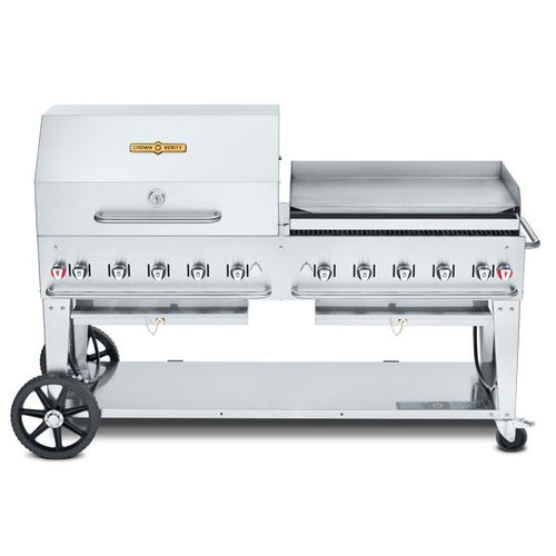 Crown Verity CV-MCB-72RGP-NG Mobile Outdoor Charbroiler, Natural gas, 70 in x21 in  grill area, 10 burners, w