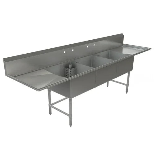 Tarrison TA-CDS324LR-KIT | Sink 3-Compartment 120x30 Overall Size | Commercial Kitchen Equipment