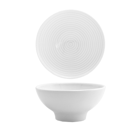 Front Of The House DBO006WHP23 Spiralr Bowl, 11 oz., 5 in  dia. x 2-1/2 in , round, footed, porcelain, white