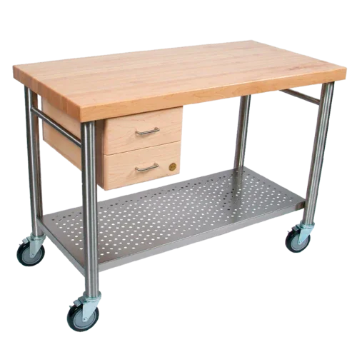 John Boos CUCIC04 Cucina Magnifico Work Table, 48 in W x 24 in D x 35 in H overall size, 2-1/4 in