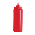 Browne 57801605 Squeeze Bottle, 16 oz., wide mouth, no drip tip, polyethylene, red