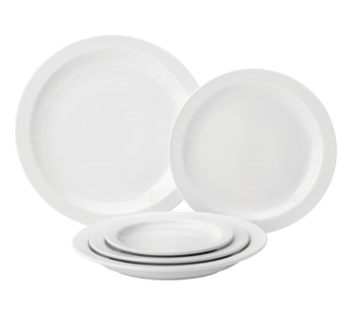 Pure White  PWE13023 Plate, 9 in  dia. (23 cm), round, narrow rim, microwave & dishwasher safe, Pure