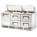 True TFP-72-30M-D-4 Sandwich/Salad Unit, three-section, rear mounted self-contained refrigeration, s