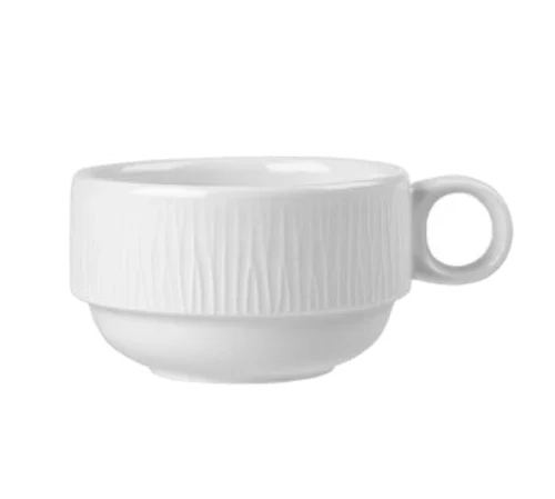 Churchill WHBALC201 Cup 7 oz Stackable Ring Handle Rolled Edge Embossed Rim