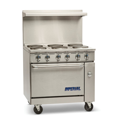 Imperial IR-6-E-XB Pro Series Restaurant Range, electric, 36 in , (6) round elements, solid top, op
