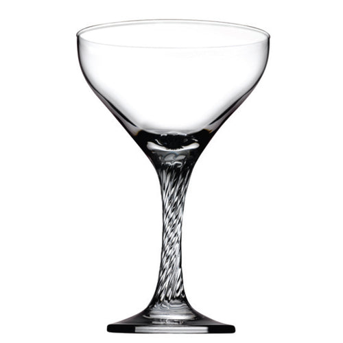 Pasabache PG44616 Pasabahce Retro Twist Coupe Glass, 9 oz. (265ml), 6-1/4 in H, (4 in T 2-3/4 in B