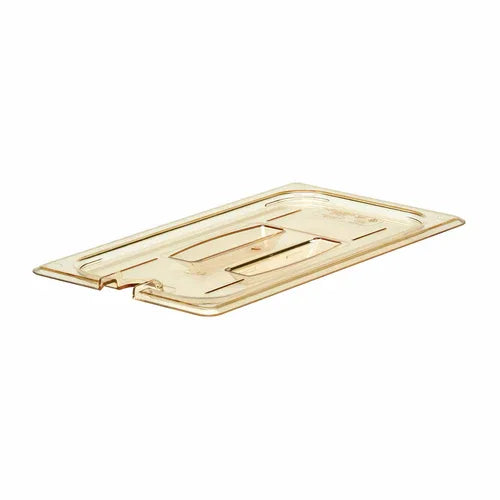 Cambro 30HPCHN150 | H-Pan Cover | 1/3 size notched handle amber
