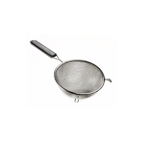 Browne 18096 Strainer, 6-1/4 in  bowl, double fine mesh, plastic handle, wire rim with draina