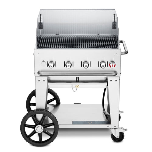 Crown Verity CV-MCB-30WGP-NG Mobile Outdoor Charbroiler, Natural gas, 28 in  x 21 in  grill area, 4 burners,