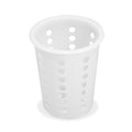Browne 5735 Cutlery Cylinder, 4-1/4 in  dia. x 5-1/4 in H, polyethylene, white