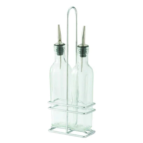 Winco GOB-16S | Oil & Vinegar Cruet Set | Includes Chrome Rack