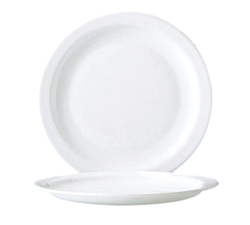 Arcoroc  57975 Lunch Plate, 9-1/4 in  dia., round, narrow rim, fully tempered, microwave safe,