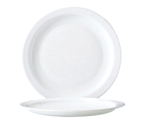 Arcoroc  57975 Lunch Plate, 9-1/4 in  dia., round, narrow rim, fully tempered, microwave safe,