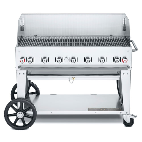 Crown Verity CV-MCB-48WGP-NG Mobile Outdoor Charbroiler, Natural gas, 46 in  x 21 in  grill area, 7 burners,