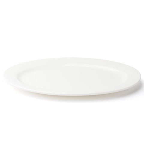 Browne 5630118 Plate, 30.1x21.6cm/11.75x8.5 in , oval, wide rim, vitrified high alumina porcela