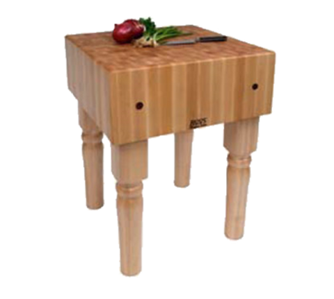 John Boos AB05 Butcher Block, 24 in W x 24 in D x 34 in H overall size, 10 in  thick end grain