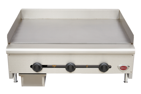 Wells HDG-3630G Griddle, countertop, natural gas, 35 in  W x 23-9/16 in  D cooking surface, 3/4
