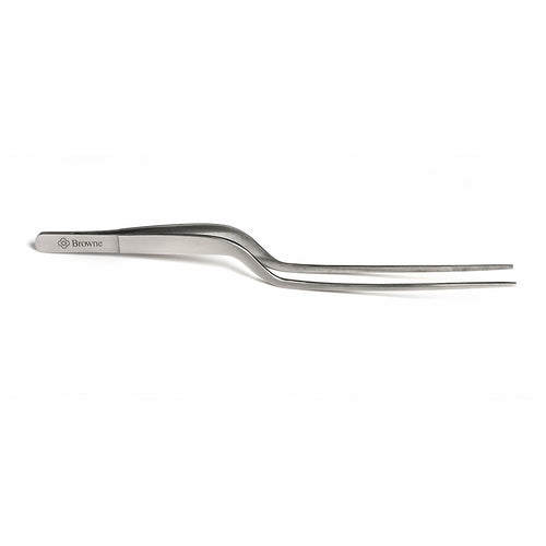 Browne  57517 Precision Tongs, 8 in L, offset, serrated tip, stainless steel