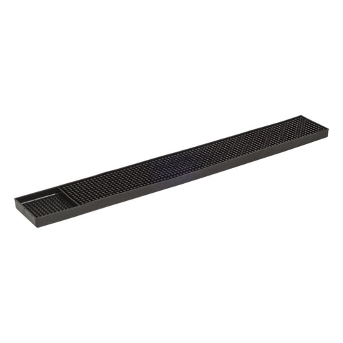 Browne 57486602 Bar Drainer/Mat, 24 in L x 3 in W, rectangular, well at one end, rubber, black