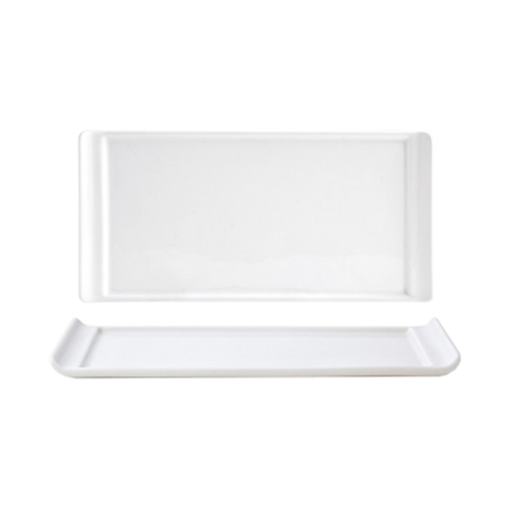 Front Of The House DAP014WHP23 Nouvelle Plate, 10 in  x 5 in , rectangular, small, flat with contoured curved s