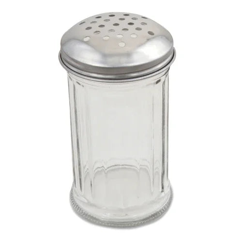 Browne 575181 Cheese Shaker, 12 oz., 3 in  dia. x 5-3/5 in , clear plastic with stainless stee