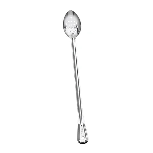 Browne 4784P Serving Spoon, 21 in L, perforated, reinforced handle, deep groove, 1.5 mm thick