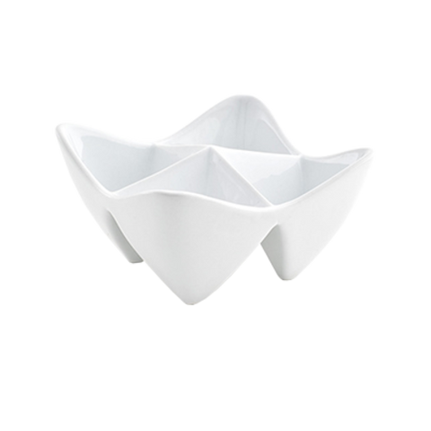 Front Of The House DBO089WHP22 Kyoto Pinch Bowl, 4-compartment, 1 oz. per bowl, 4-1/2 in  x 4-1/2 in  x 2-3/4 i