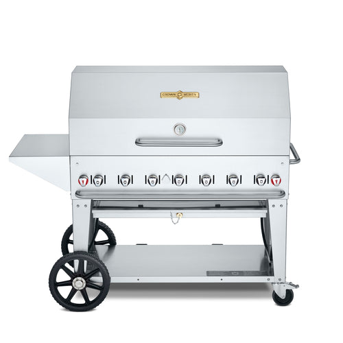 Crown Verity CV-MCB-48PKG Mobile Outdoor Charbroiler, LP gas, 46 in  x21 in  grill area, 7 burners, 304 st